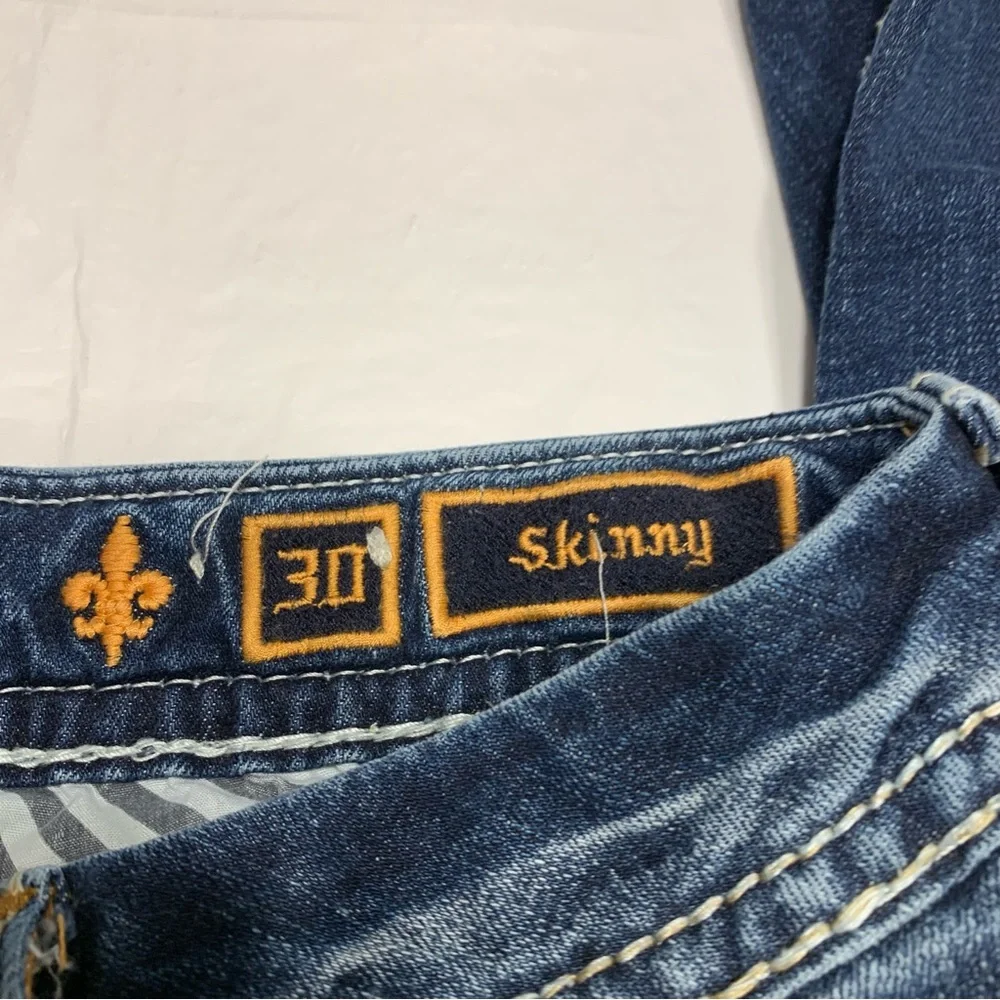 Rock Revival Boris Skinny Embroidered Distressed Skinny Jeans Women’s 30 - Picture 6 of 12